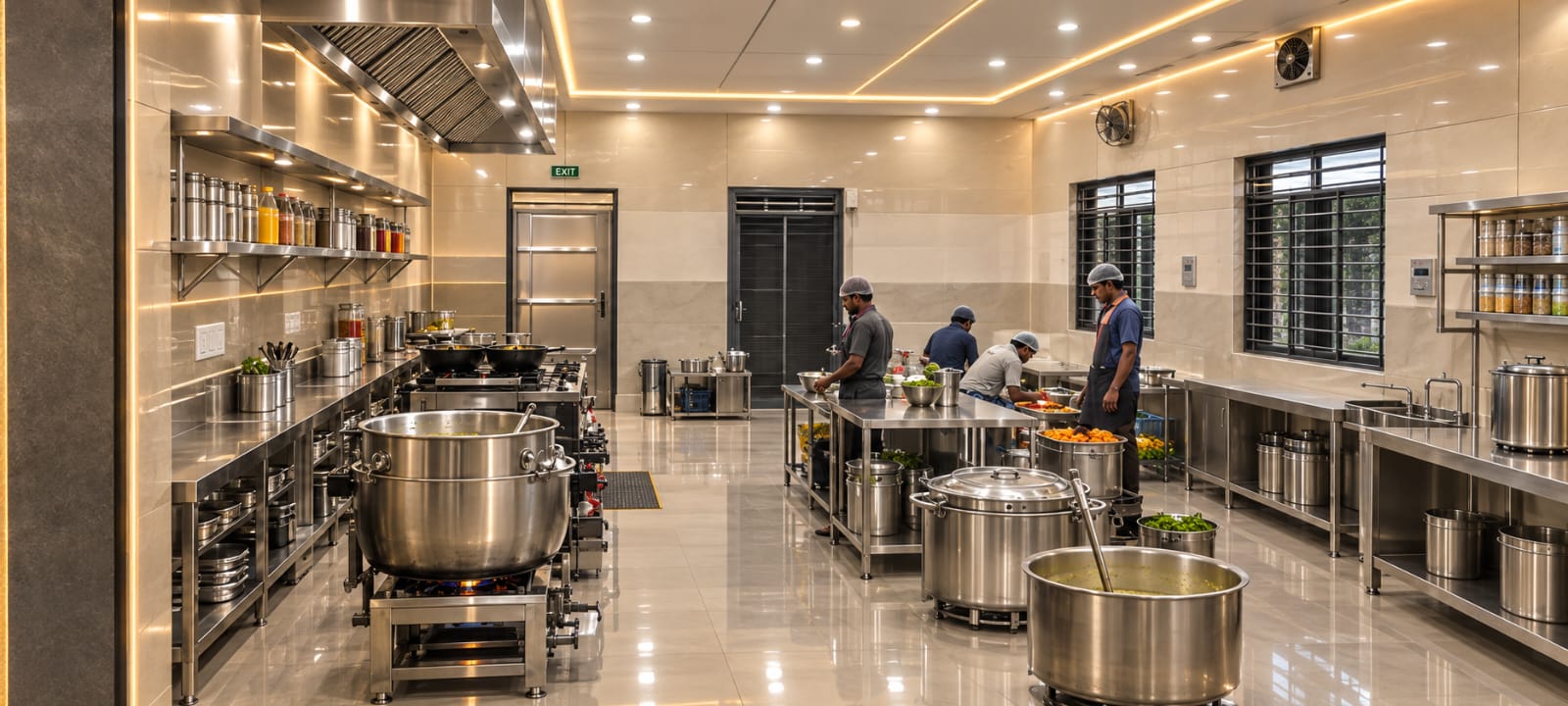 Spacious kitchen for wedding catering