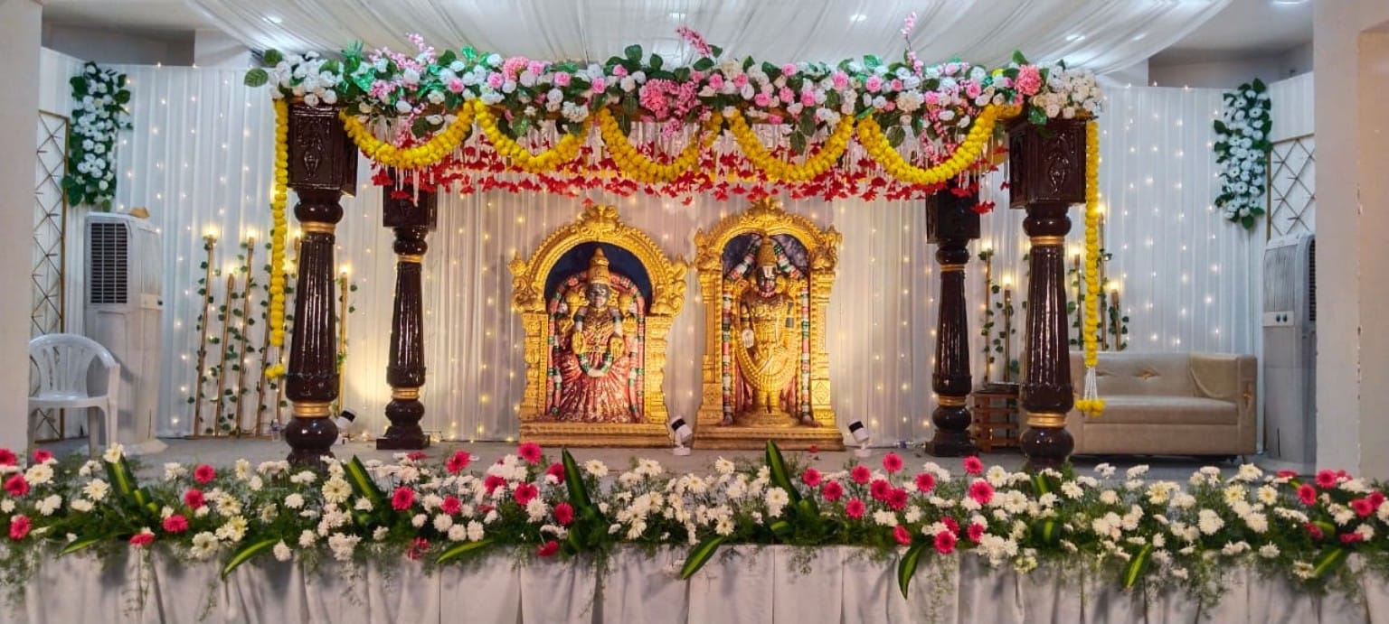 Floral wedding stage setup